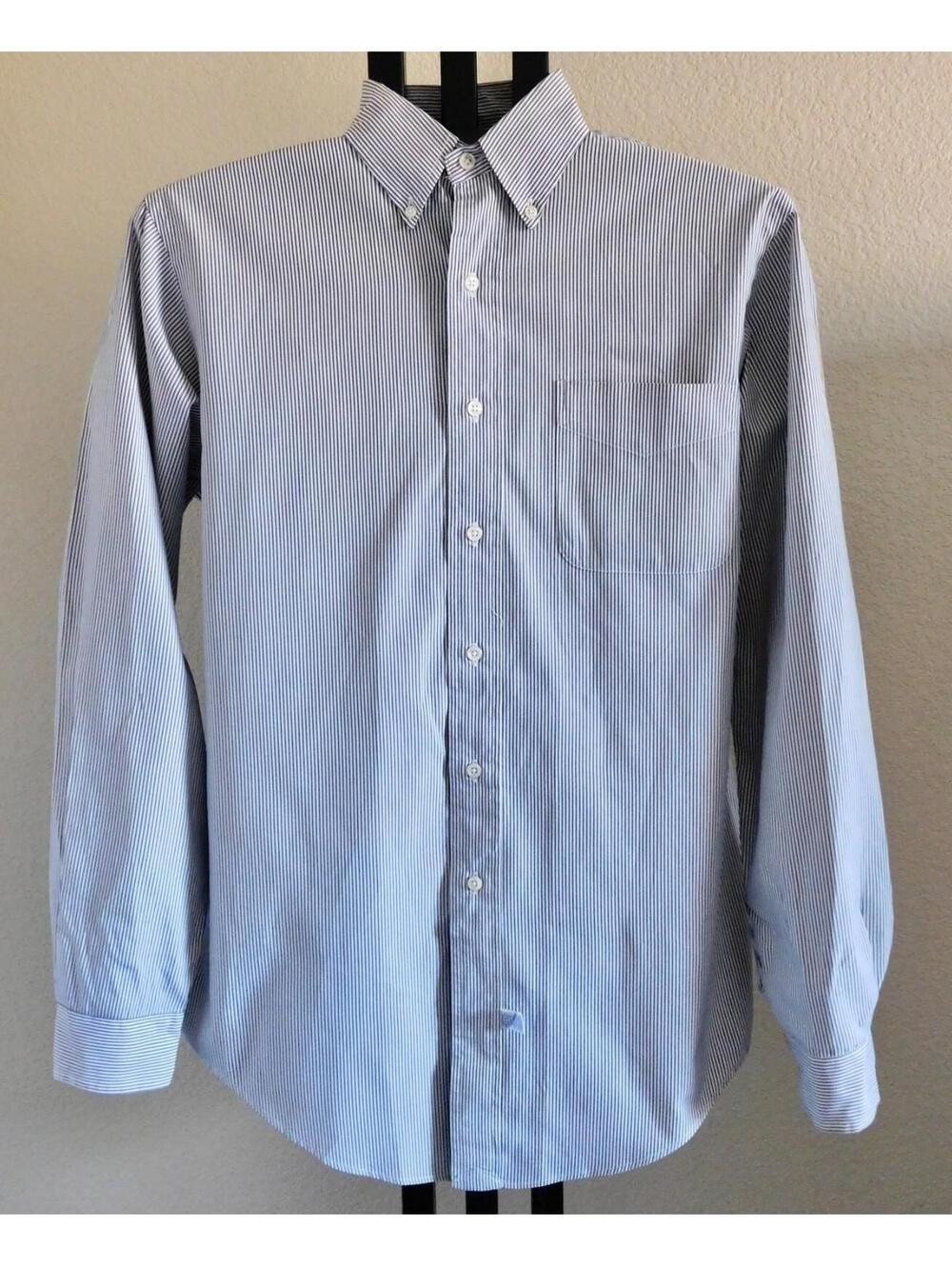 Ralph Lauren Men's Dress Shirt 15.5 34 Blue Stripe 100% Cotton Classic Fit